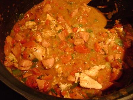 gumbo with tomatoes and meats
